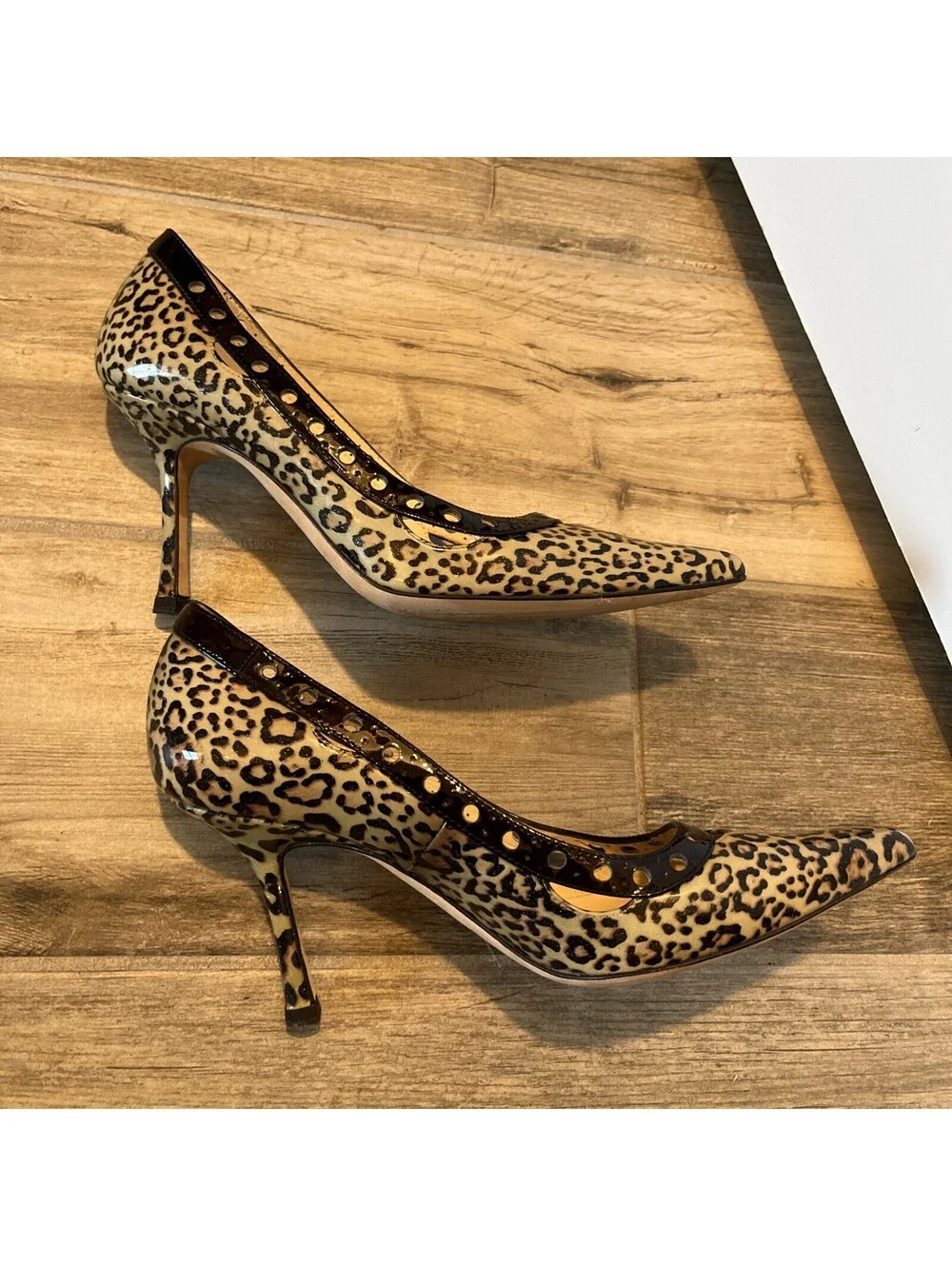 JIMMY CHOO ANIMAL PRINT PATENT LEATHER HEELS SIZE IT36.5/US6.5 MADE IN ITALY VGC